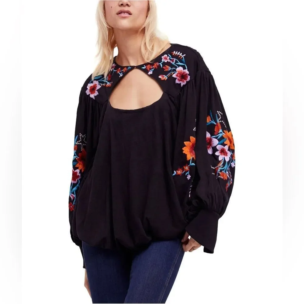 Free People Lita Embroidered Top